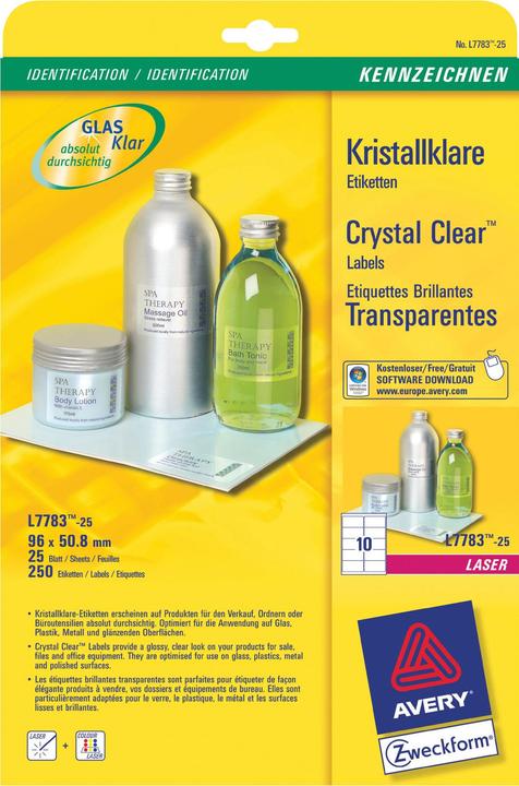 Produktbild Avery Kristallklare Etiketten