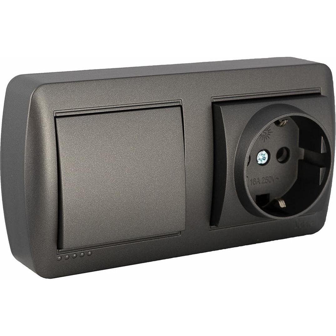 Solera, Presa di corrente, Doppelsteckdose Schalterbasis Mural 2pt 250 V 16 A Graphit
