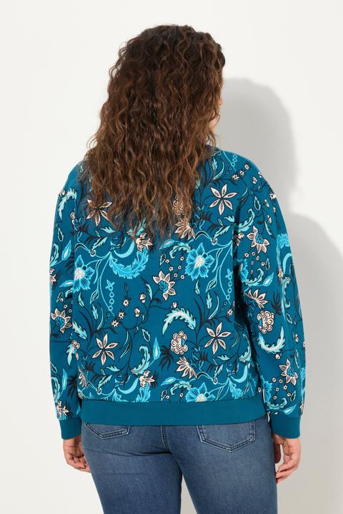 Actual product image Ulla Popken Beaded Floral Long Sleeve Sweatshirt (50, 52)