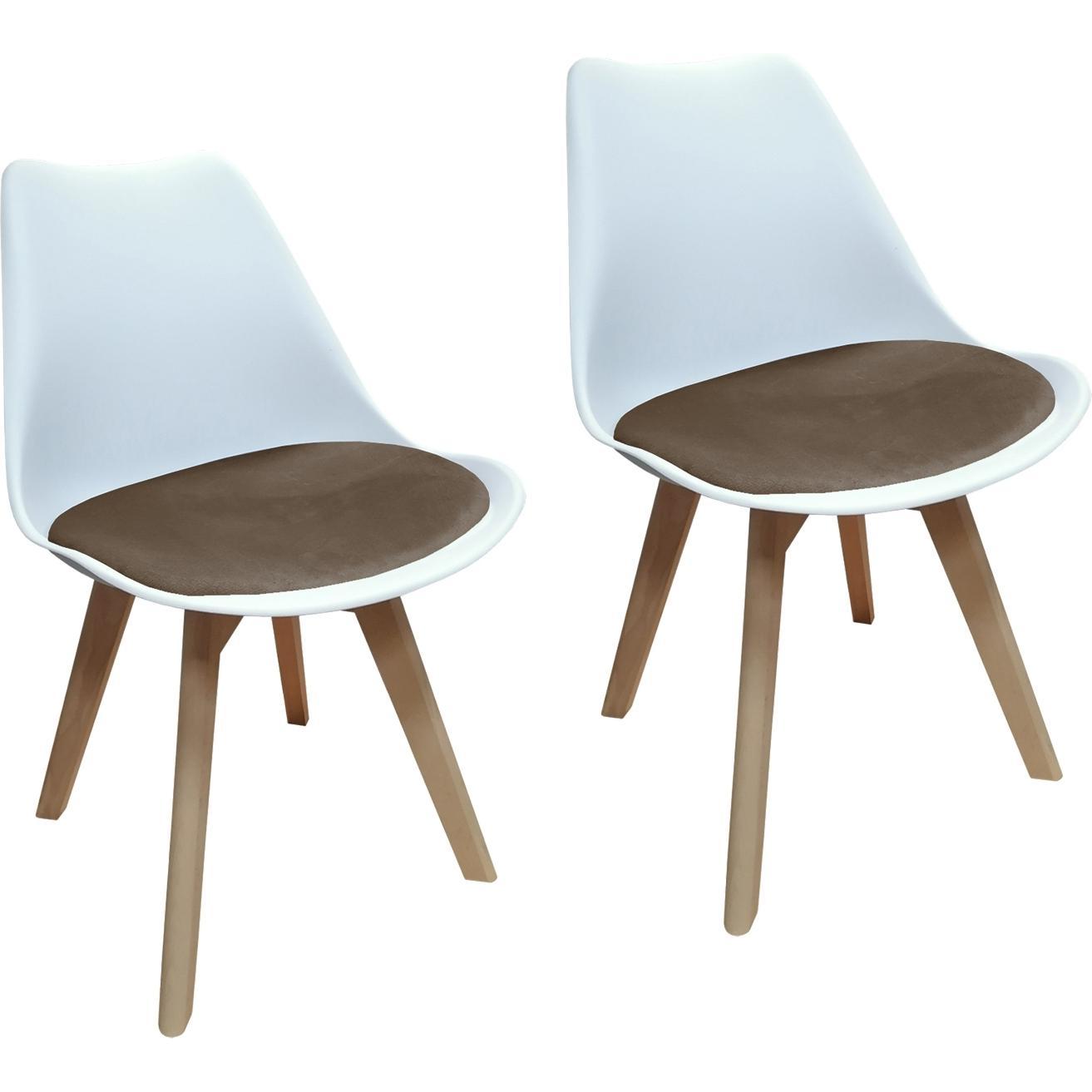 HTI-Living, Stühle, Esszimmerstuhl Samt 2er Set Atlanta Weiss/Braun