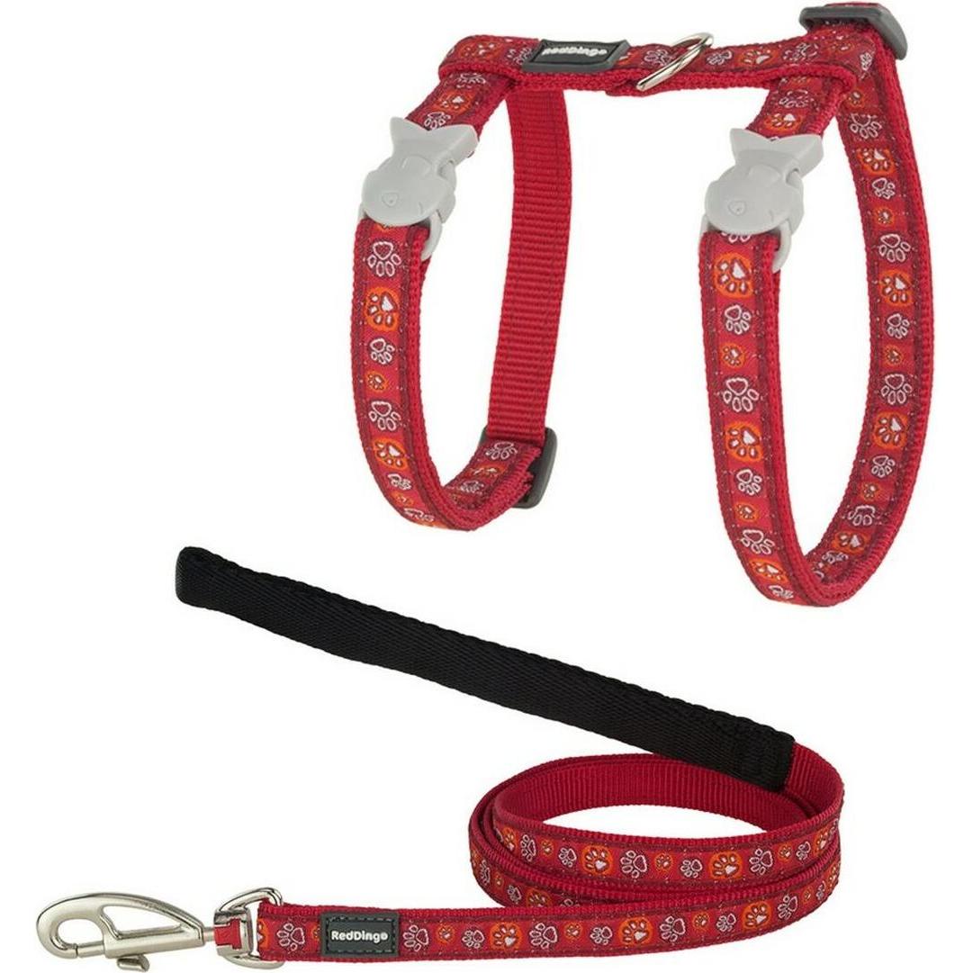 Meilleurs prix pour Red Dingo Harnais & Pour Chat Laisse Patte Rouge 20-35 Cm