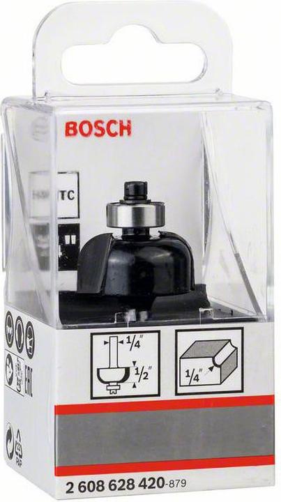 Produktbild Bosch Professional Zubehör Hohlkehlenfräser, 1/4-Zoll, R1 6,3 mm, D 25,4 mm, L 12,7 mm, G 54 mm