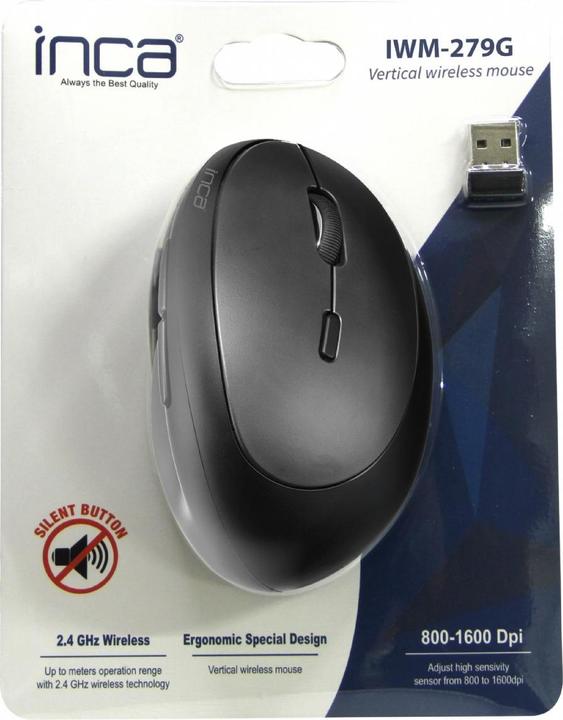 Actual product image Inca cian technology Maus IWM-279G Vertical, Wireless, 1600 DPI, GRAU retail (Wireless)