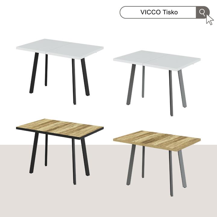 Actual product image Vicco Dining table Tisko, Rustic oak/grey, 160 x 80 cm with extendable table top (120 x 80 x 76 cm)