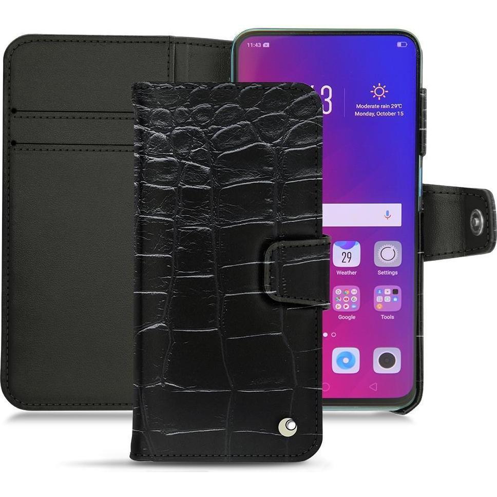 Noreve Lederschutzhülle Wallet (Oppo Find X), Smartphone Hülle, Schwarz