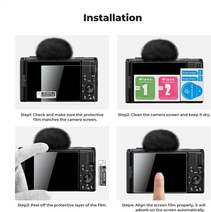 Actual product image K&F Concept Camera Screen Protector*3, with Hot Shoe Level*3, for Sony ZV-1, ZV-1 II, ZV-E10