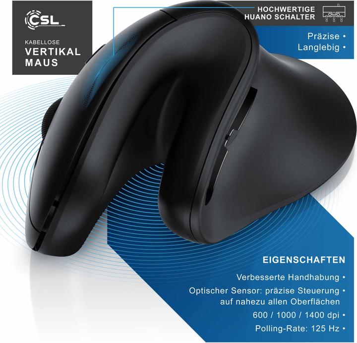 Actual product image CSL ergonomic mouse, wireless, cordless vertical mouse, vertical mouse arm-friendly & ergonomic (Wireless)