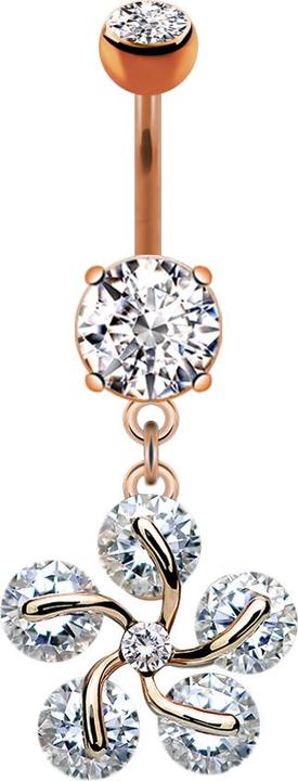 Immagine prodotto Star Piercing Banana in oro rosa con due sfere di cristallo ciondolo in argento cinque petali di cristallo (Ottone, Acciaio chirurgico 316L)