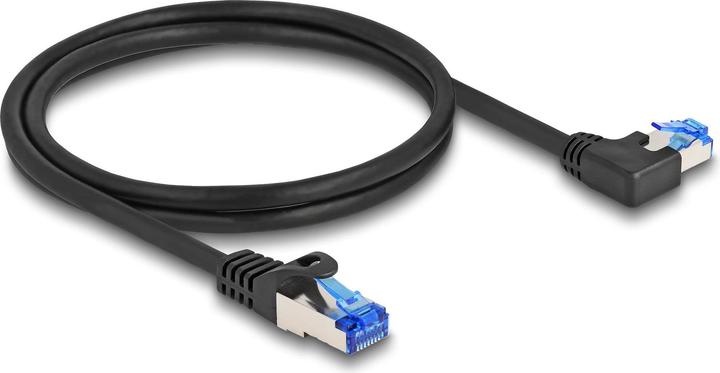 Image du produit Delock Câble réseau RJ45 Cat.6A S/FTP droit / gauche coudé 1 m noir (S/FTP, CAT6a, 1 m)