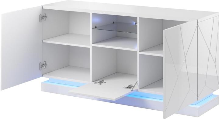 Actual product image Cama QIU 2D1K Chest of drawers 150x41 5x75 cm glossy white/white glossy (150 x 41.5 x 75 cm)