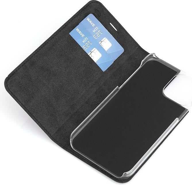 Actual product image Wave BookCase suojakotelo, iPhone 12 Pro / iPhone 12, musta (Apple iPhone 12, Apple iPhone 12 Pro)