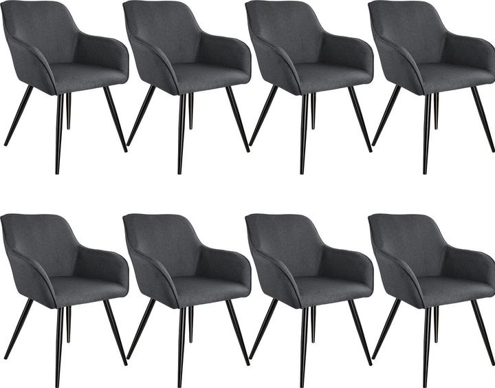 Actual product image tectake Set of 8ChairMarilynLinen look