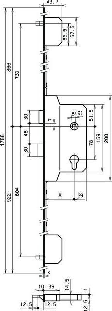 Actual product image Glutz Treplane 1838 Combi multi-point lock