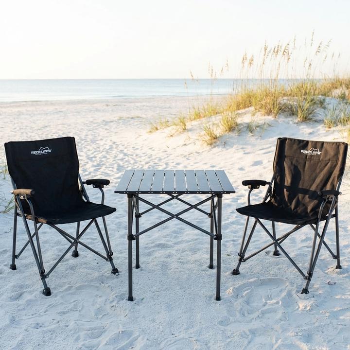 Produktbild Ideoon Campinggarnitur 3-teilig Set mit quadratischem Campingtisch und 2 Klappstühlen