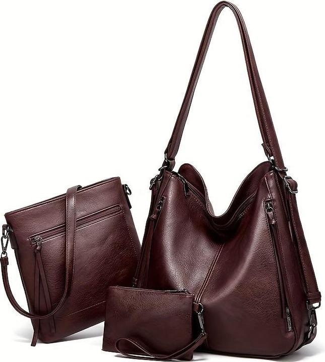 Immagine prodotto Only-Bags.Store 3 pezzi/set Vintage top handle Hobo Bg, borsa a tracolla retrò con grande capacità, casual