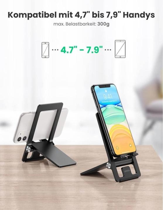 Actual product image Ugreen LP310 Foldable Multi-Angle Phone Stand (Black)