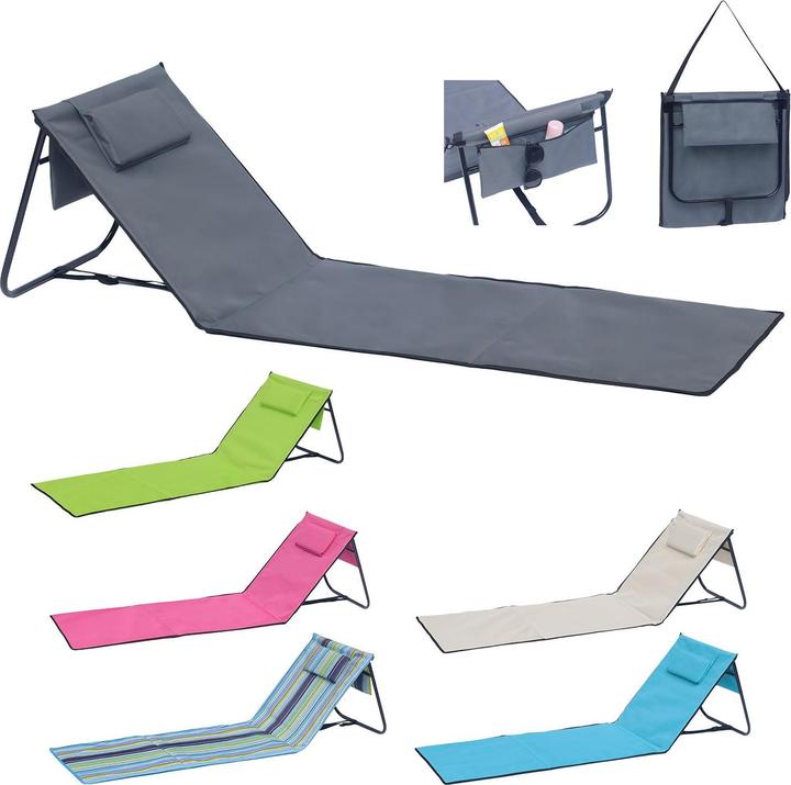 Mojawo Strandliege Strandmatte Rückenlehne Kissen faltbar L152xB51xH41cm (152 cm)