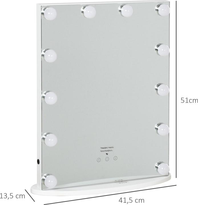 Actual product image Homcom Make-up mirror with 12 LED lights (51 x 41.5 x 13.5 cm)