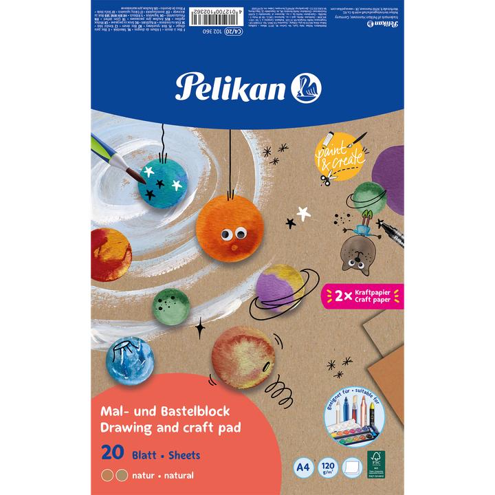 Actual product image Pelikan Drawing pad A4 120gr/20BL natural white (210 x 297 mm, Plain, No binding)