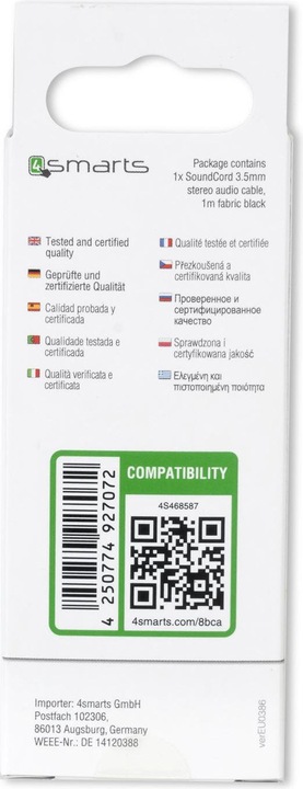 Immagine prodotto 4smarts Cavo con jack da 3,5 mm (1 m, Connettore da 3,5 mm (AUX))