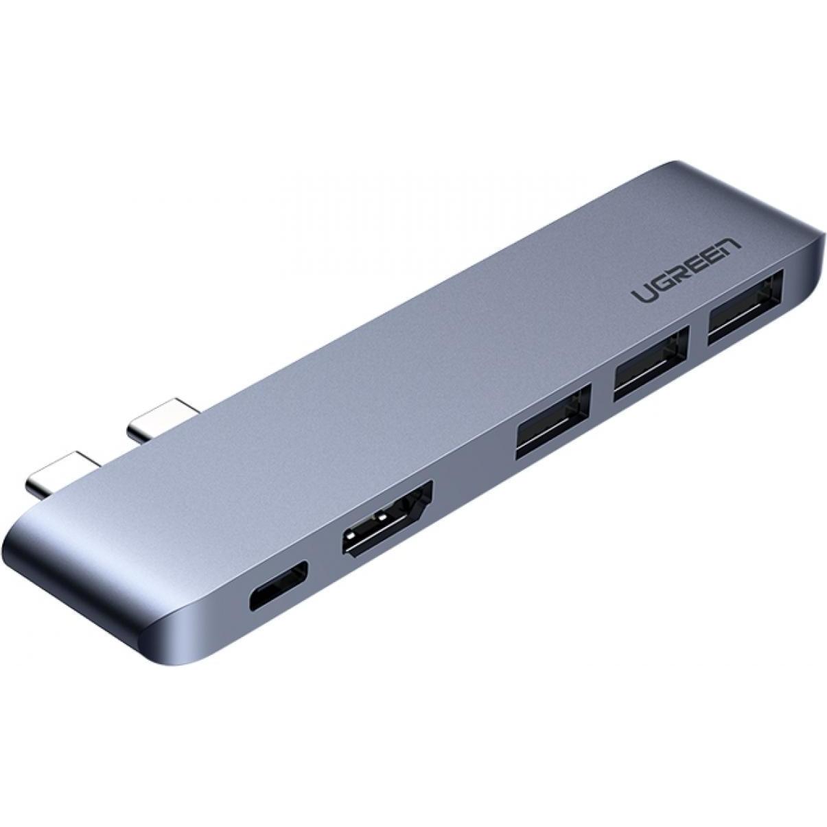 Ugreen 5 in 2 -C Hub (USB-C, 5 Ports), Dockingstation + USB Hub, Grau