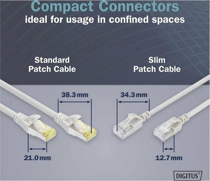 Produktbild Digitus CAT 6A F-FTP Slim Patchkabel, Kupfer, LSZH AWG 32/7, Länge 10 m, Grau (CAT6a, 10 m)