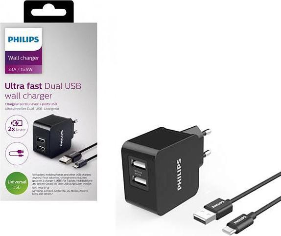 Actual product image Philips Charger DLP2307 2x USB-A 3A (28689) (15.50 W)