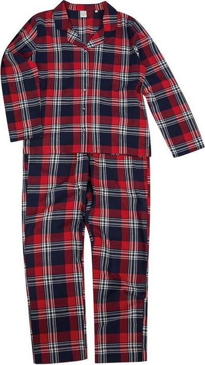 Navy blue checked pattern, Red