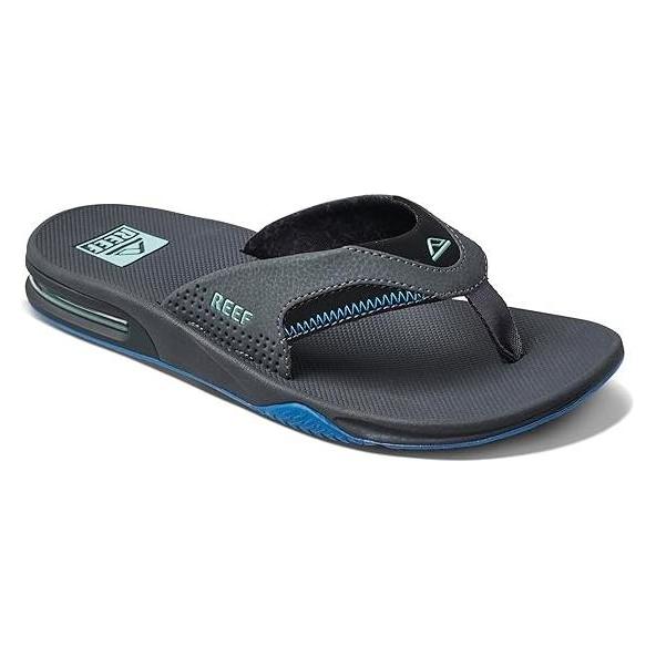 Reef, Herren, Hausschuhe, Fanning Gunmetal/Ocean Heren Slippers - Donkergrijs/Blauw - Maat 46, Grau, (46)