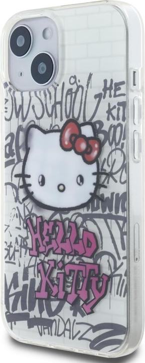 Actual product image Hello Kitty HKHCP15SHDGPHT iPhone 15 6.1" biały/white hardcase IML Kitty On Bricks Graffiti (Apple iPhone 15)