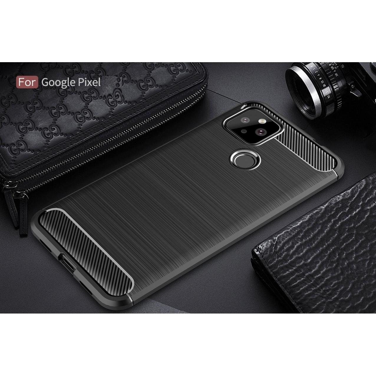 Thumbnail - Screenguard Google Pixel 4a 5G Hülle Carbon Brushed Soft TPU (Google Pixel 4a 5G), Smartphone Hülle, Schwarz