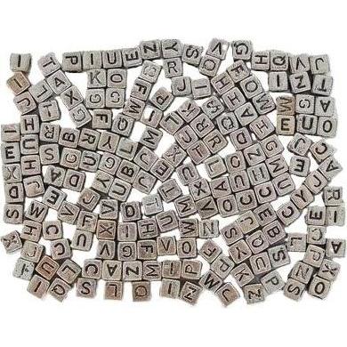 Andy ABC-Perlen - Silberne Buchstaben 6mm 30g