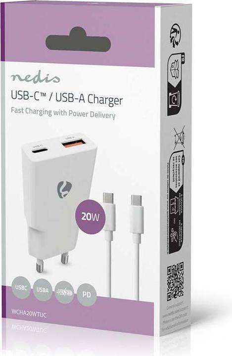 Produktbild Nedis Netzladegerät | 20 W | GaN | PD3.0 | Schnellladefunktion | 1.5 / 2.0 / 2.22 A / 3.0 A | Anzahl (20 W)