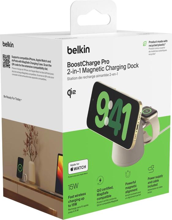 Image du produit Belkin Station de charge BoostCharge Pro 2-en-1 Qi2 (15 W)