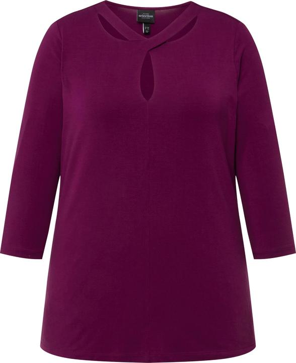 Immagine prodotto Ulla Popken T-shirt con apertura, lyocell, scollo particolare e maniche a 3/4 (46, 48)
