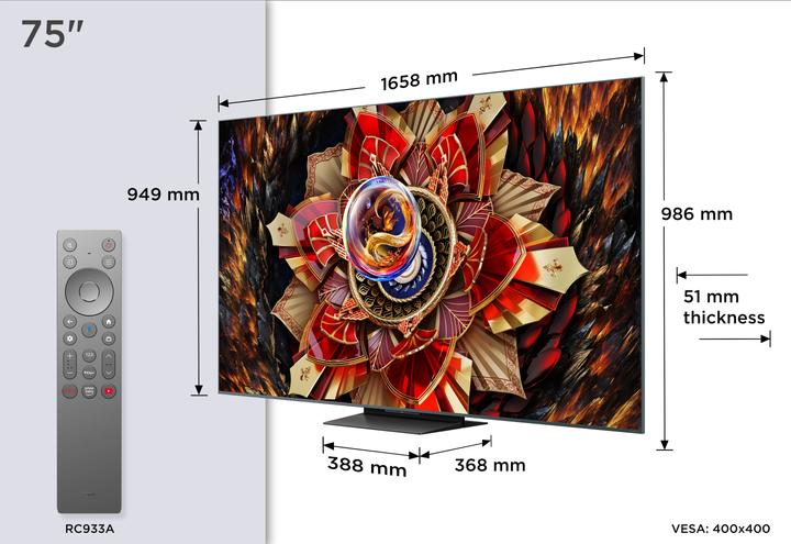 Immagine prodotto TCL 75" C9K 4K QD Mini-LED Google TV (75", LED, 4K, 2025)