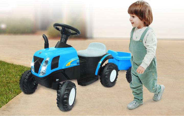 Immagine prodotto Jamara Trattore ride-on New Holland con rimorchio blu 6V (6 V)