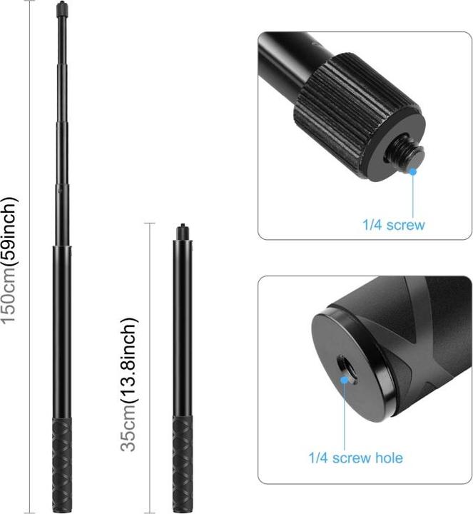 Image du produit Puluz 150cm Metal Selfie Stick Monopod for Insta360 One RS / X2 / X3 / X4