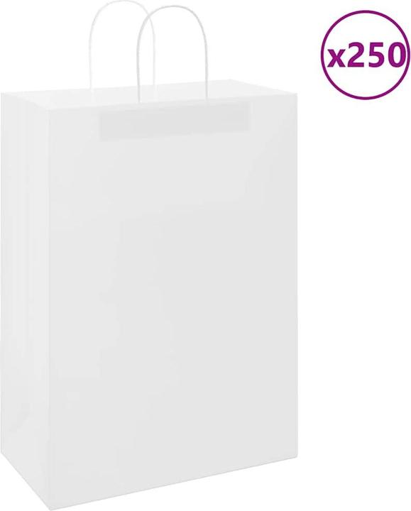 Image du produit vidaXL Sacs en papier kraft 250 pcs. avec anse Blanc 32x17x44 cm Sac en papier (250x)