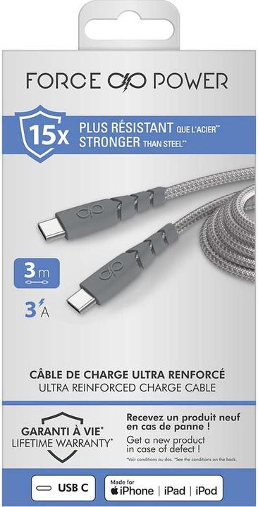 Image du produit Force Power Câble USB-C/USB-C (3 m)