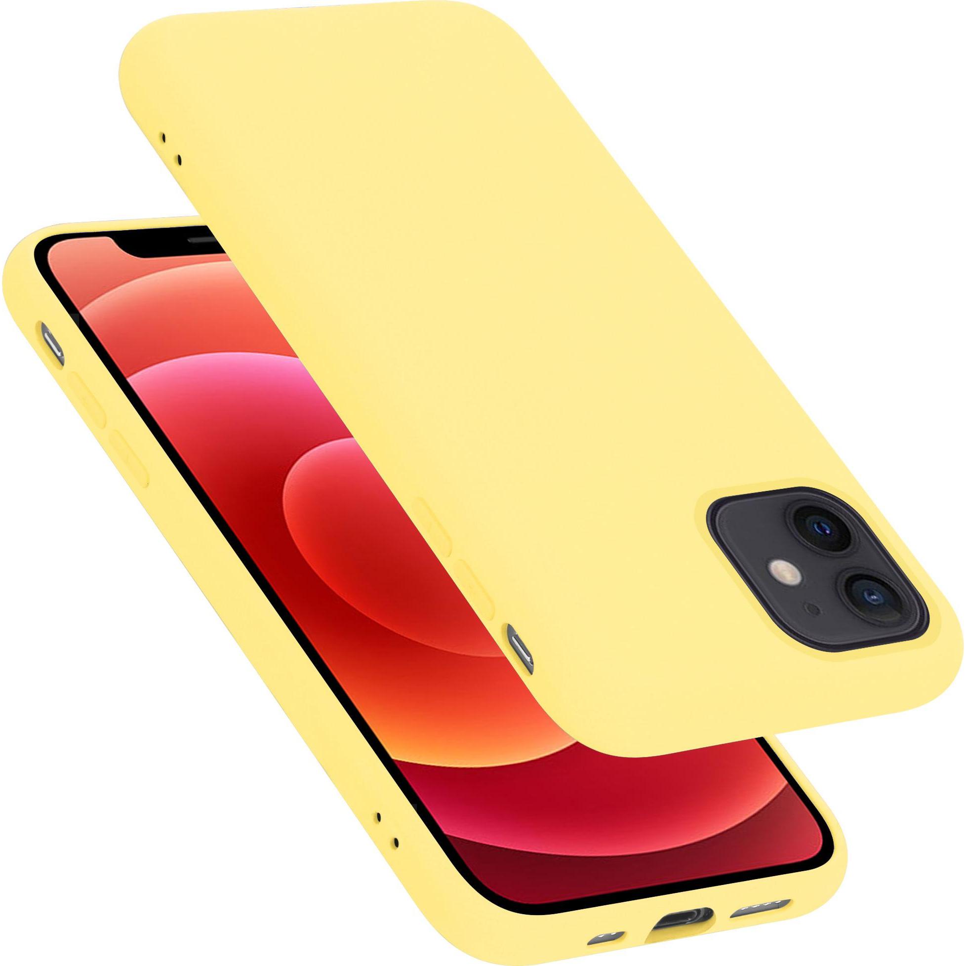 Cadorabo TPU Liquid Silicone Case Cover (Apple iPhone 12 mini), Smartphone Hülle, Gelb