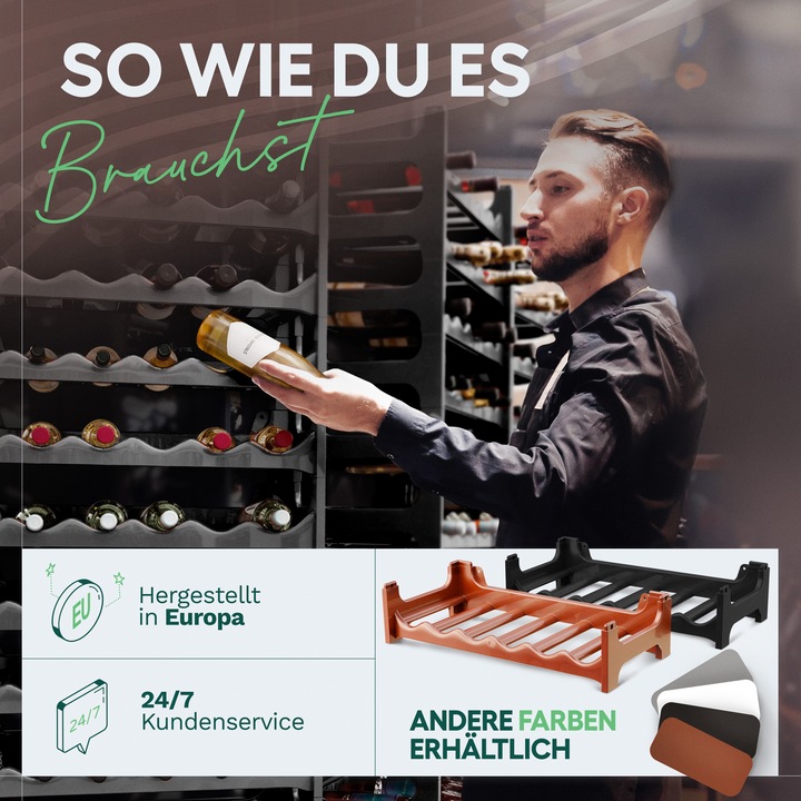 Produktbild Novaliv Flaschenregal für 36 Flaschen | Weinregal grau | Regal aus stabilem Kunststoff, stapelbar