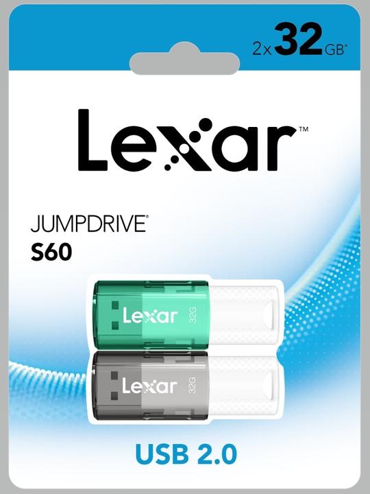 Lexar Pack 2 Clés Usb2 Jumpdrive 32Go S60 (32 GB, USB-A)
