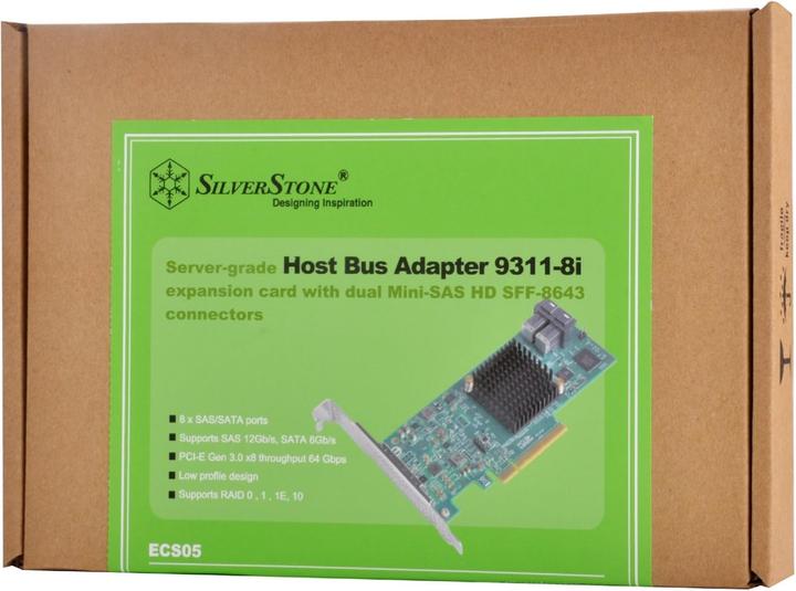 Produktbild Silverstone SST-ECS05 RAID-Contr. PCIe x8 für 8x SAS/SATA (9311-8i)