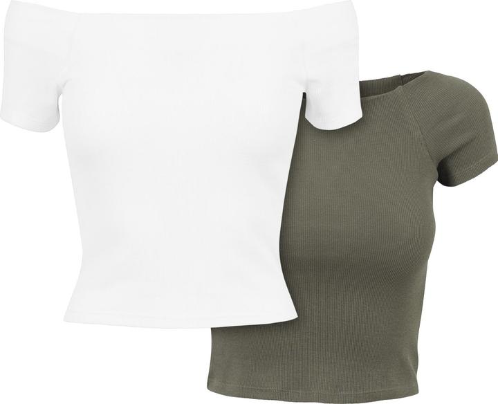 Produktbild Urban Classics Ladies Off Shoulder Rib Tee 2-Pack (S)