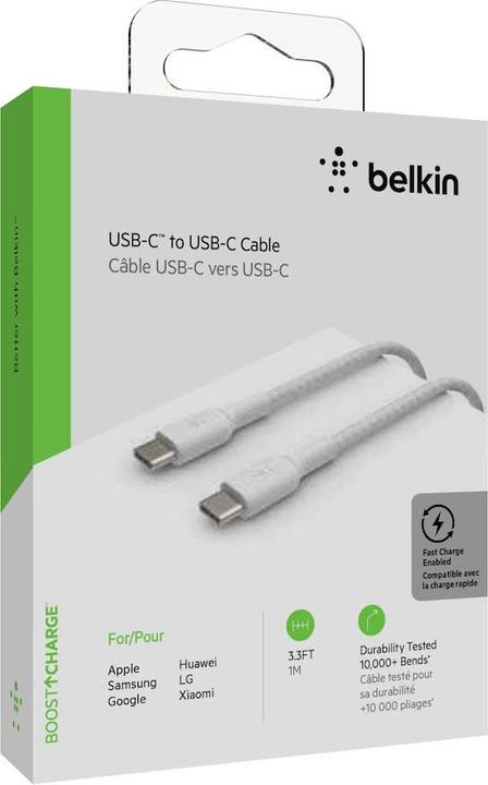 Actual product image Belkin USB charging cable Braided Boost Charge USB-C - USB-C 1 m (1 m, USB 3.2 Gen 1)