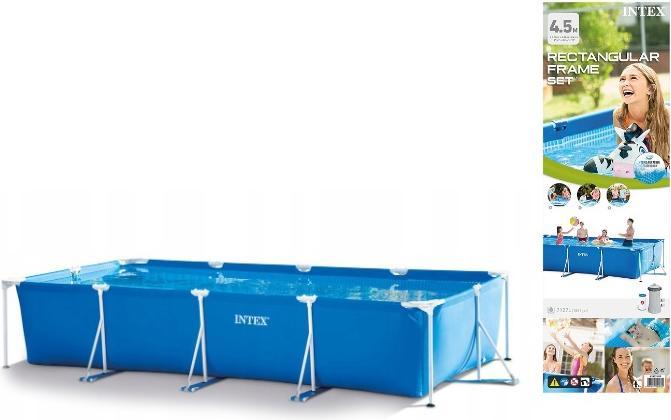 Actual product image Intex 4.5M X 2.2M X 0.84M RECTANGULAR FRAME POOL SET (450 x 220 x 84 cm)