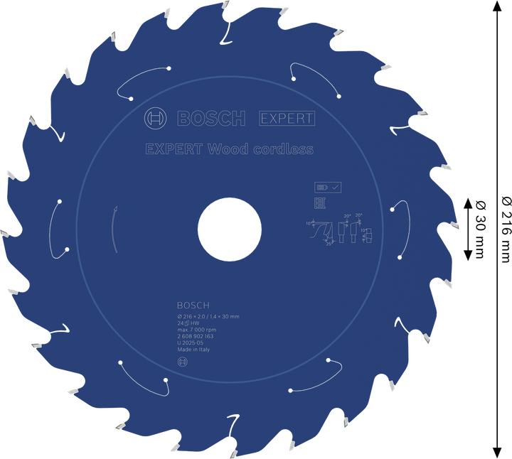 Immagine prodotto Bosch Professional Zubehör EXPERT Wood Kreissägeblatt, 216x30 mm, T24