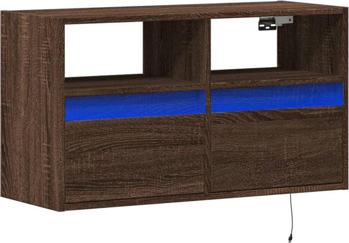 Image du produit vidaXL Armoire TV Armoire murale Lowboard Suspendu Éclairage LED Chêne brun