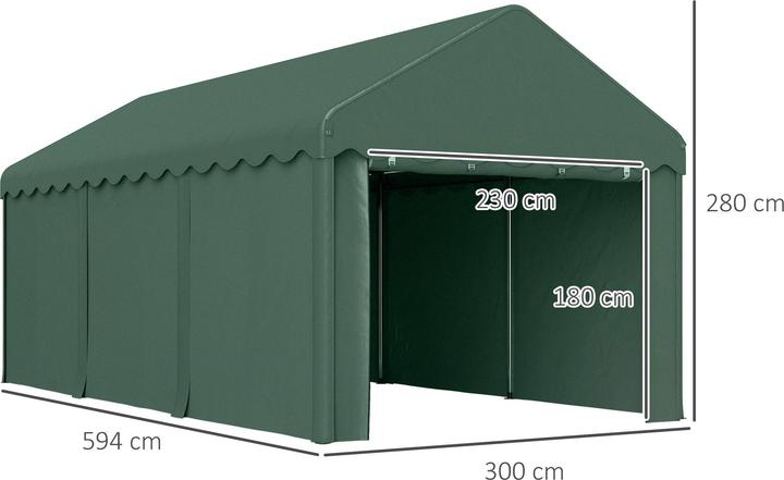 Actual product image Outsunny Carport Stahl, Polyester Grün